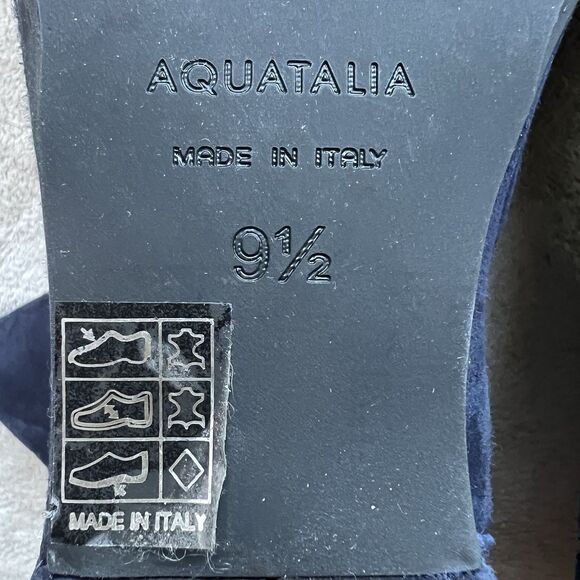 Aquatalia Ulyssa Navy Blue Suede Ankle Boot Booties Women 9.5 M Hidden Low Heel - Picture 13 of 14